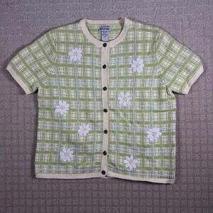 Northern Reflections Knit Cardigan Sweater Flower Spring L